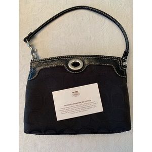Coach Black Signature Collection Turnlock Wristlet